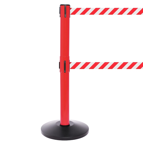 Queue Solutions SafetyPro Twin 300, Red, 16' Red/White CAUTION DO NOT ENTER Belt SPROTwin300R-RWC160 - main